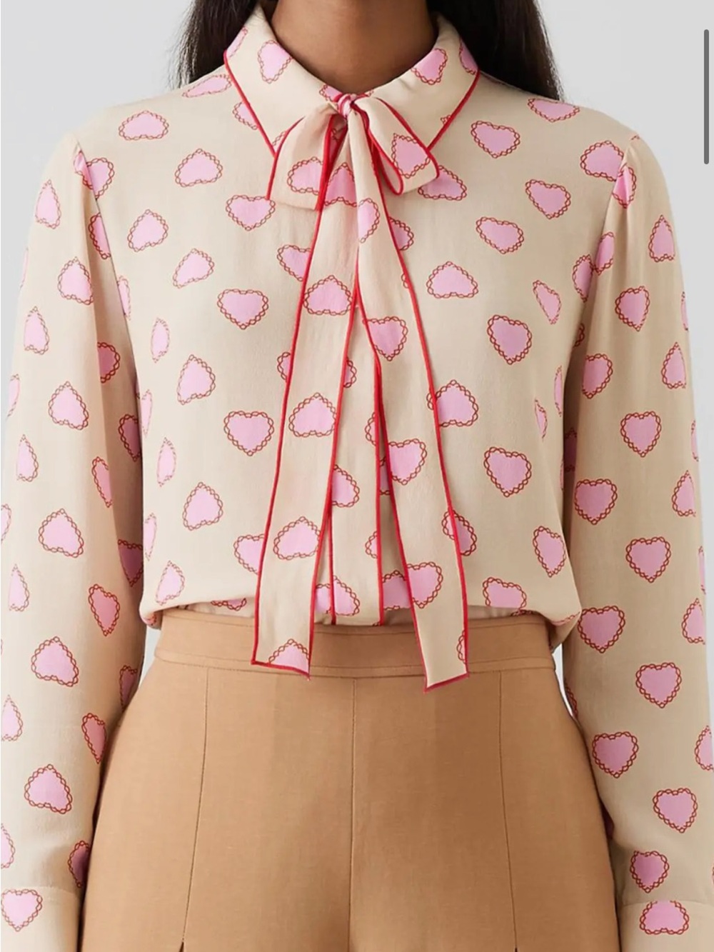 LK Bennett NWT Heart  Print Bow Blouse - Picture 3 of 12